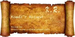 Komár Roland névjegykártya